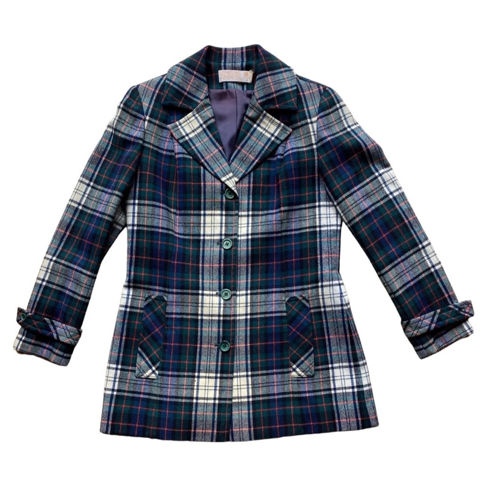 Vintage Pendleton Womens Wool Plaid Blazer Jacket Sz 12 Academia Classic Office